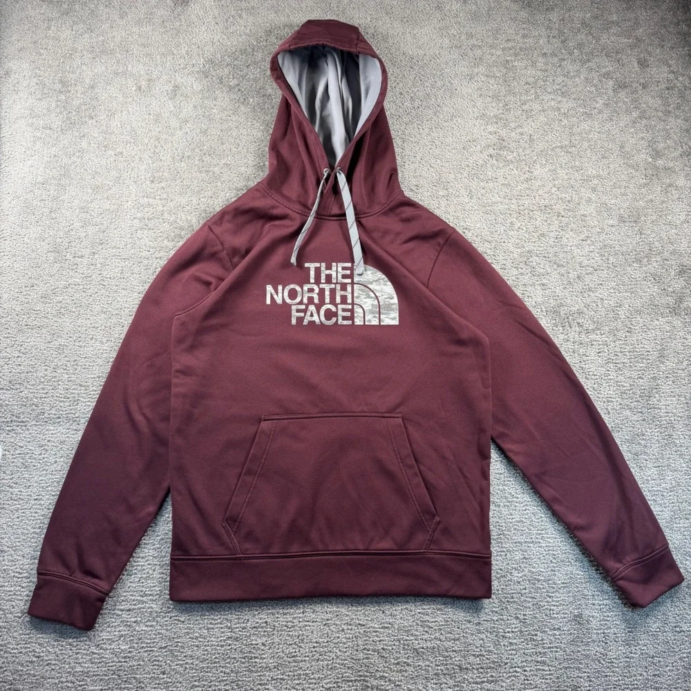 The North Face Mens Hoodie Maroon Burgundy Pullover Logo NF0A2TGG Medium